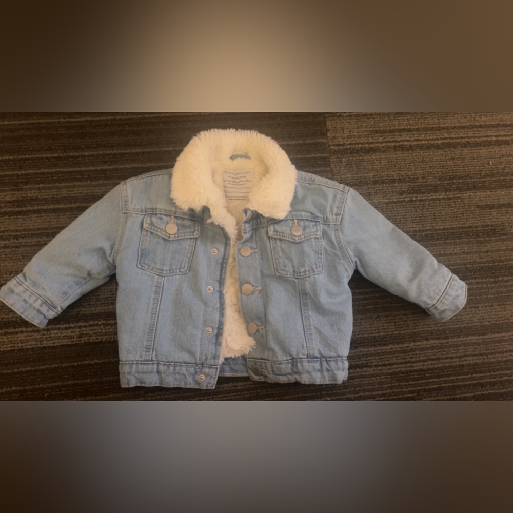 Primark Blue Denim Jacket with White Faux Fur